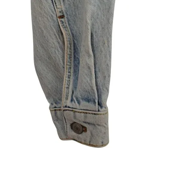 We the Free People Brando Denim Hoodie Jacket Malta Acid Wash Size XS Cropped - Picture 10 of 13